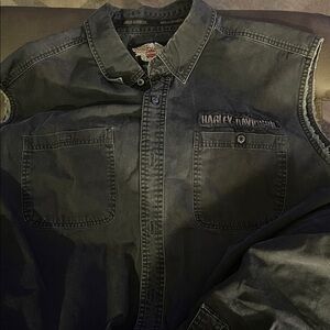 Harley-Davidson Men's Charcoal Shirt cutoff vest 2XL